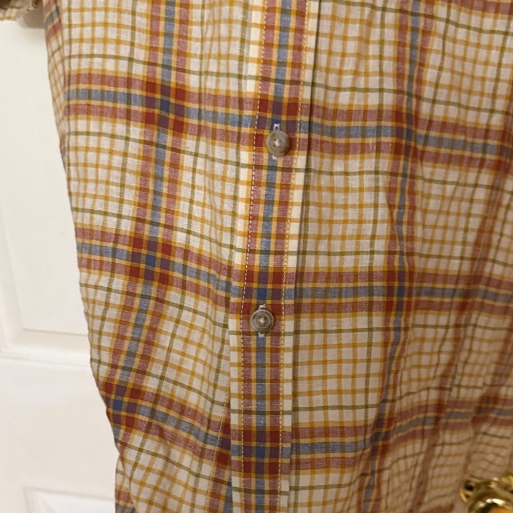 Pendleton Cream and Brown Plaid Short Sleeve Button-Down Shirt - Picture 4 of 6